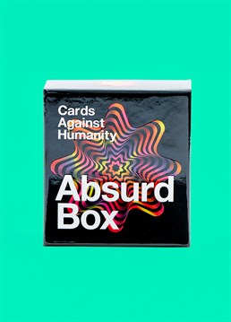 The Absurd box contains 300 new cards!. The best expansion pack on the market. You have nothing to lose but your chains. Make game night even greater. Just when you thought this ludicrously fun adult game couldn't push the boundaries anymore, these evil geniuses have introduced the Absurd Box! Perfect for pre drinks, breaking the ice and even an adult game night, Cards Against Humanity is the perfect thing to bend those warped minds even further. This box adds 300 new hilariously twisted cards to add to your existing pack. With 255 white and 45 new black cards, you and your friends are in for a side-splitting evening. This box is stranger, darker and ultimately more hilarious than anything we have come across before. It is the ideal addition to make one of the rudest games existing, even more ludicrous!